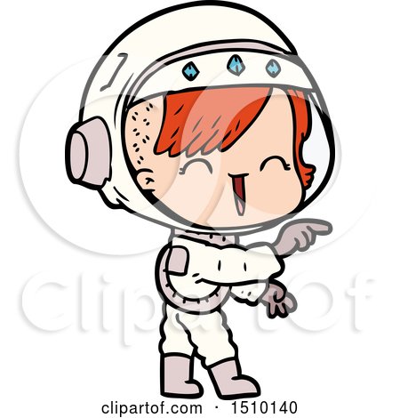 Cartoon Astronaut Girl Pointing and Laughing by lineartestpilot