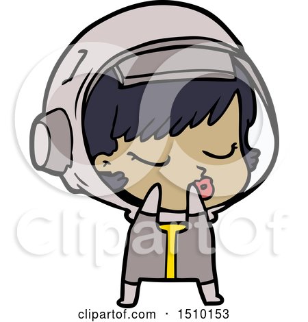 Shy Cartoon Pretty Astronaut Girl by lineartestpilot