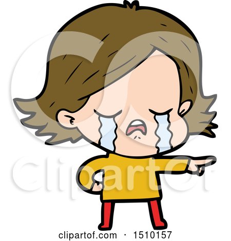 Cartoon Girl Crying and Pointing by lineartestpilot