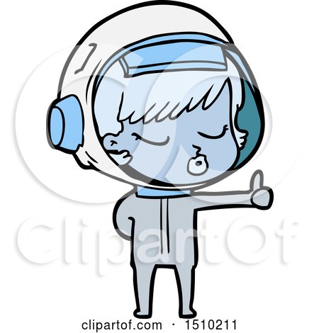 Cartoon Pretty Astronaut Girl Giving Thumbs up by lineartestpilot