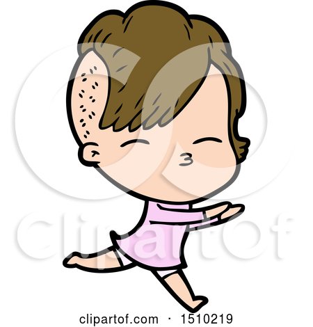 Cartoon Squinting Girl Running by lineartestpilot