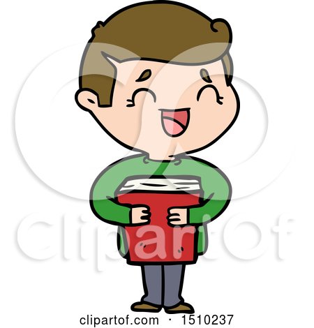 Cartoon Laughing Man Holding Book by lineartestpilot