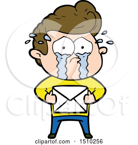 Cartoon Crying Man Receiving Letter by lineartestpilot