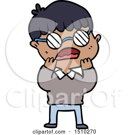 Cartoon Shocked Boy Wearing Spectacles by lineartestpilot
