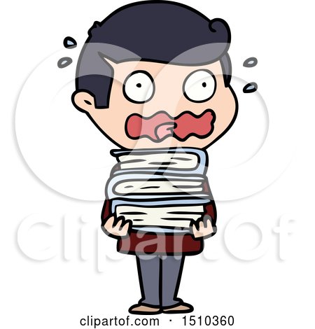 Cartoon Man with Books Totally Stressed out by lineartestpilot