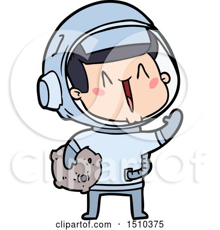 Happy Cartoon Astronaut with Moon Rock by lineartestpilot