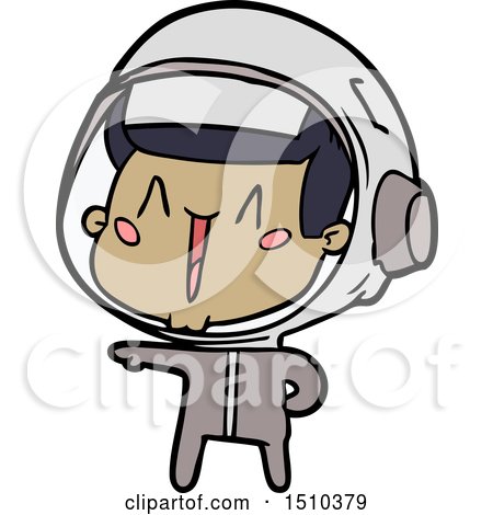 Happy Cartoon Astronaut Pointing by lineartestpilot