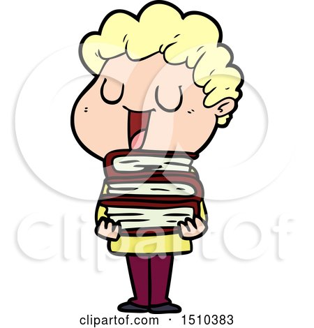 Laughing Cartoon Man with Books by lineartestpilot