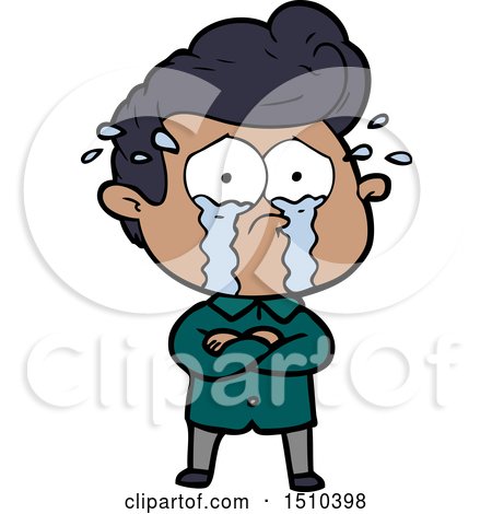 Cartoon Crying Man with Crossed Arms by lineartestpilot