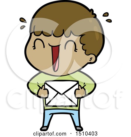 Laughing Cartoon Man with Letter by lineartestpilot