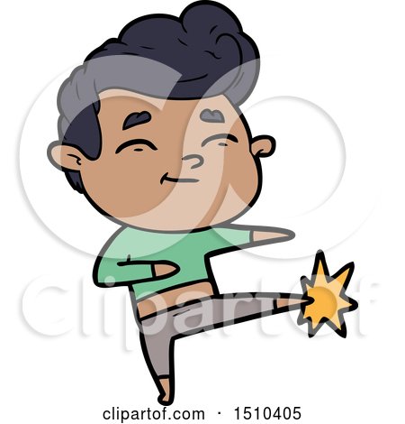 Happy Cartoon Man Kicking by lineartestpilot