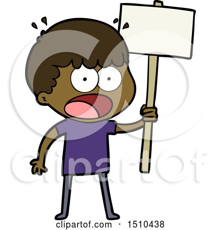 Cartoon Shocked Man with Placard by lineartestpilot