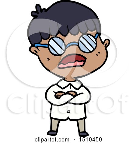 Cartoon Boy with Crossed Arms Wearing Spectacles by lineartestpilot