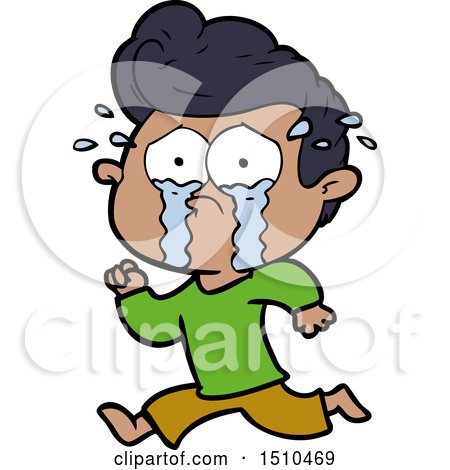 Cartoon Crying Man Running by lineartestpilot