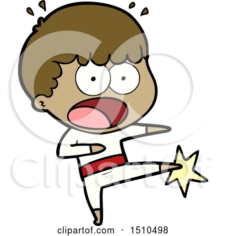 Cartoon Boy Karate Kicking by lineartestpilot