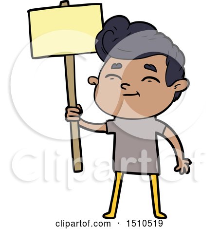 Happy Cartoon Man with Sign by lineartestpilot