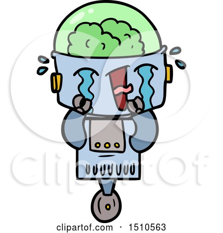 Cartoon Crying Robot by lineartestpilot