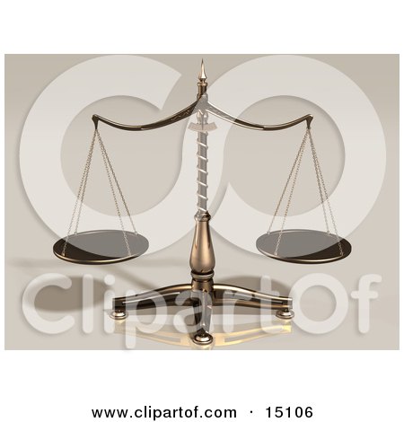 Brass Scales Weighing Out Evenly Clipart Illustration by Anastasiya Maksymenko