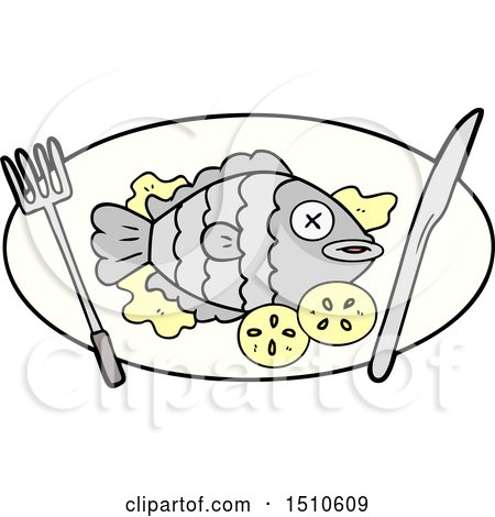 Cooked Fish Cartoon by lineartestpilot