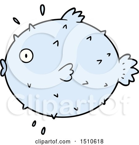 Cartoon Of A Yellow Puffer Fish 1 - Royalty Free Vector Clipart by