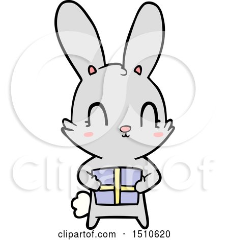 Cute Cartoon Rabbit with Present by lineartestpilot