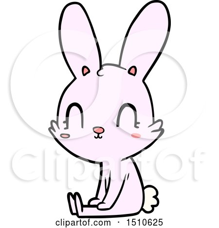 Cute Cartoon Rabbit Sitting by lineartestpilot