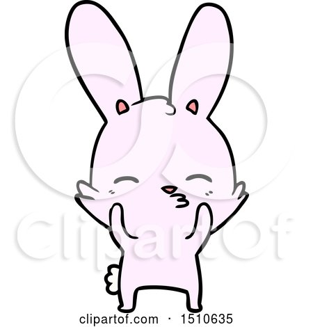 Curious Waving Bunny Cartoon by lineartestpilot