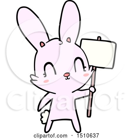 Cute Cartoon Rabbit with Sign by lineartestpilot