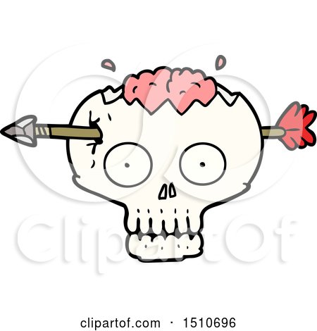 Cartoon Skull with Arrow Through Brain by lineartestpilot