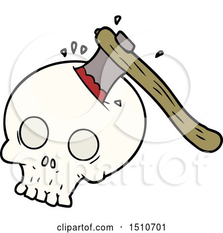 Cartoon Axe in Skull by lineartestpilot
