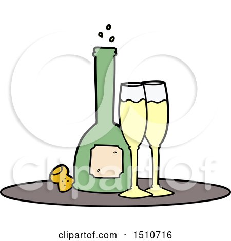 Cartoon Champagne on Tray by lineartestpilot