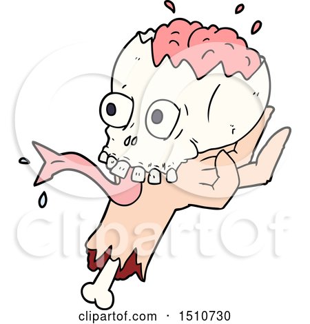 Cartoon Halloween Skull in Zombie Hand by lineartestpilot