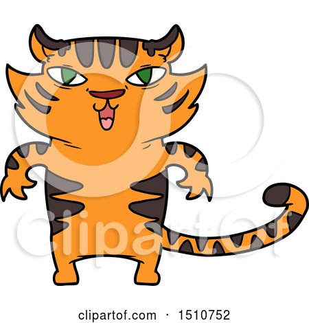 Happy Cartoon Tiger by lineartestpilot