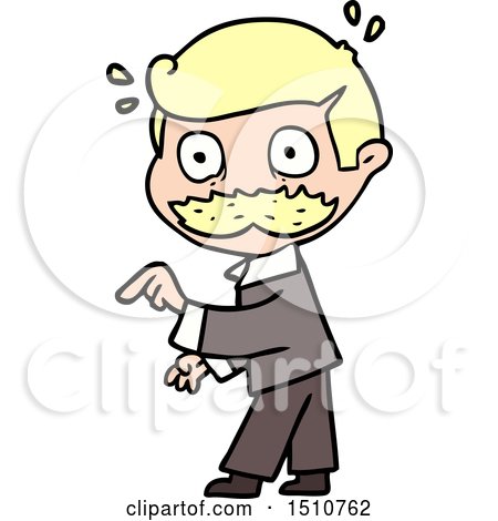 Cartoon Man with Mustache Making a Point by lineartestpilot