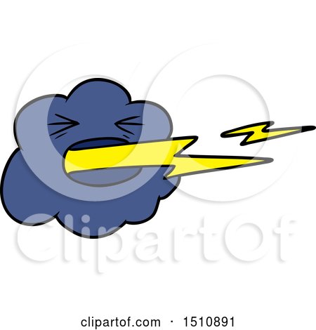 Cartoon Thundercloud Spitting Lightning by lineartestpilot