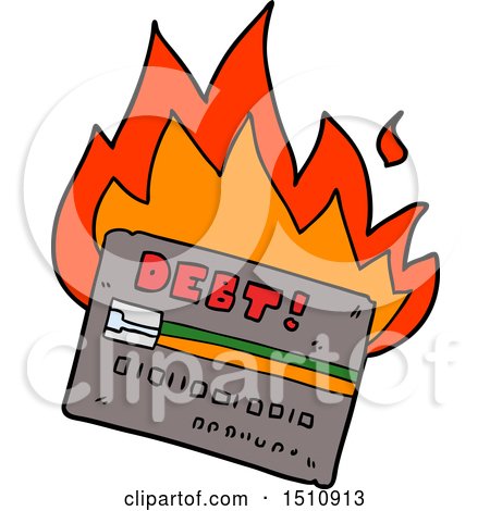 Burning Credit Card Cartoon by lineartestpilot
