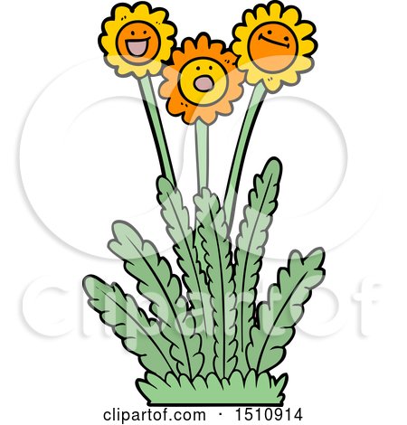 Cartoon Happy Flowers by lineartestpilot