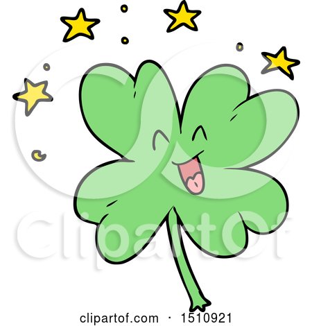 Happy Cartoon Four Leaf Clover by lineartestpilot
