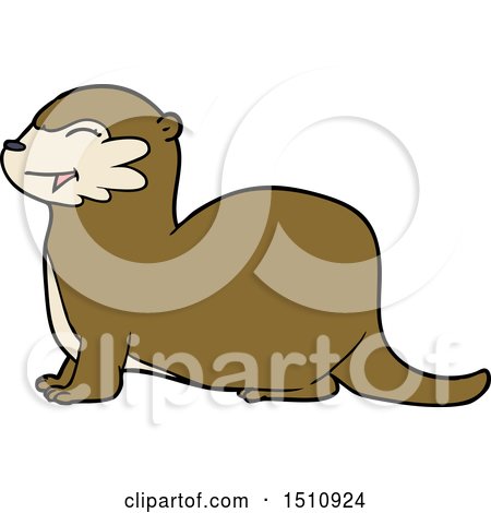 Laughing Otter Cartoon by lineartestpilot
