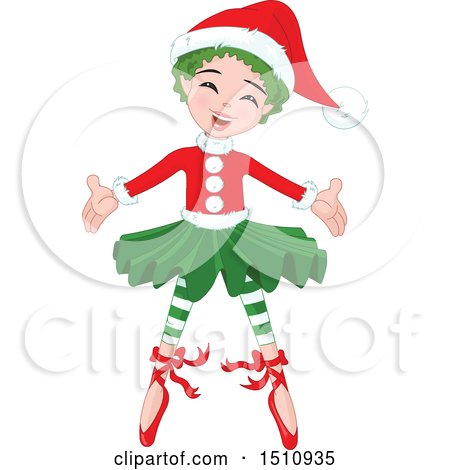 Clipart of a Welcoming Christmas Fairy - Royalty Free Vector Illustration by Pushkin