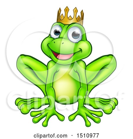 Clipart of a Cartoon Happy Smiling Green Frog Prince - Royalty Free Vector Illustration by AtStockIllustration