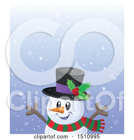 Clipart of a Happy Snowman in the Snow - Royalty Free Vector Illustration by visekart