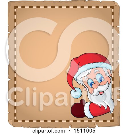 Clipart of a Christmas Parchment Page with Santa Claus - Royalty Free Vector Illustration by visekart