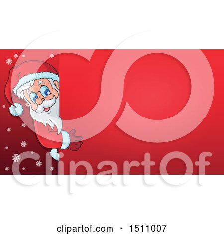 Clipart of a Red Christmas Sign with Santa Claus - Royalty Free Vector Illustration by visekart