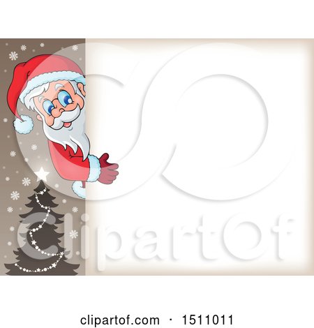 Clipart of a Christmas Sign with Santa Claus - Royalty Free Vector Illustration by visekart