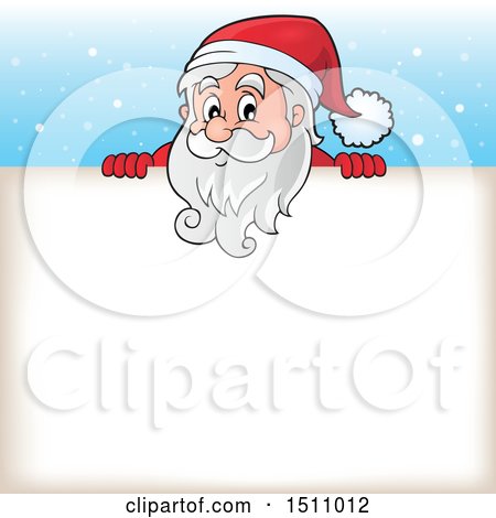 Clipart of a Christmas Sign with Santa Claus - Royalty Free Vector Illustration by visekart