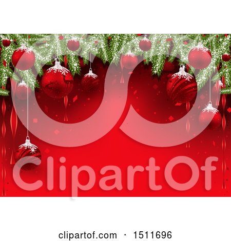 Clipart of a 3d Red and Green Christmas Bauble Border - Royalty Free Vector Illustration by dero