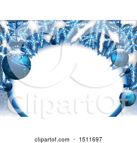 Clipart of a 3d Blue Christmas Bauble Border - Royalty Free Vector Illustration by dero