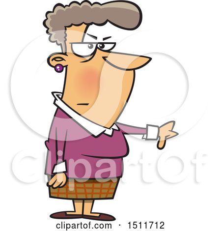 Clipart of a Cartoon White Woman Giving a Thumb down - Royalty Free Vector Illustration by toonaday