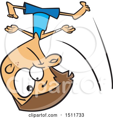 Clipart of a Cartoon Gymnast Boy Tumbling - Royalty Free Vector Illustration by toonaday